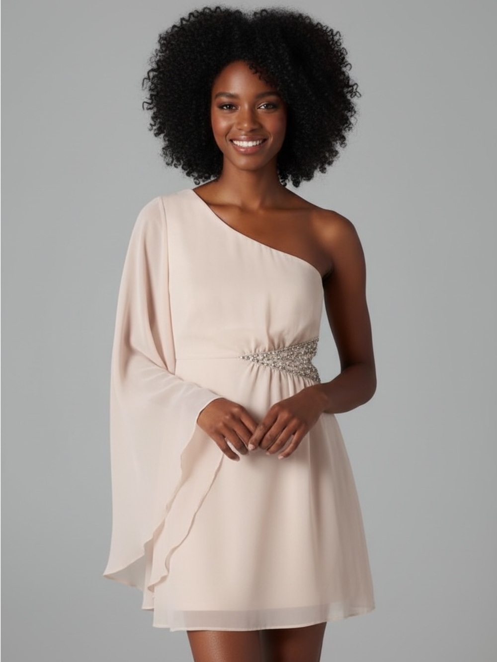 Free People Dancing in the Moonlight Chiffon 1 Shoulder Dress